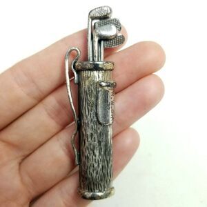 Vintage Napier Golf Clubs in Bag Brooch, Silver Tone Pin, Engraved R.W.G.A '72